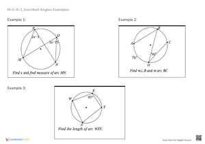 Understanding Inscribed Angles Worksheet