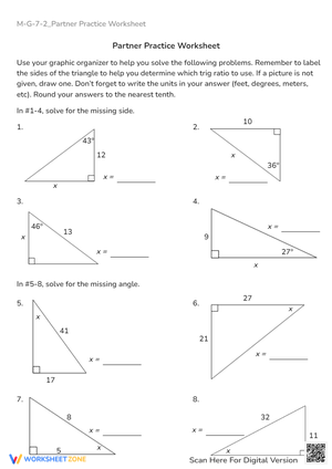 Right Triangle Trig: Find Missing Sides & Angles Practice