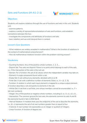 Sets and Functions (M-A1-2-1)
