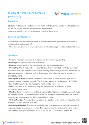 History of Numbers and Symbols (M-A1-2-2)
