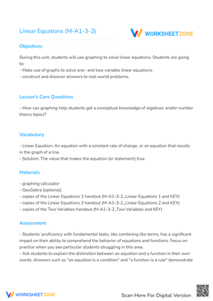 Linear Equations (M-A1-3-2)