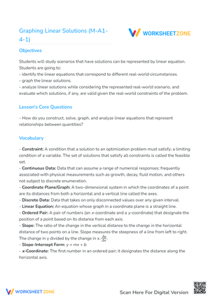 Graphing Linear Solutions (M-A1-4-1)