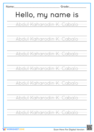 "Hello, My Name Is..." Name Tracing