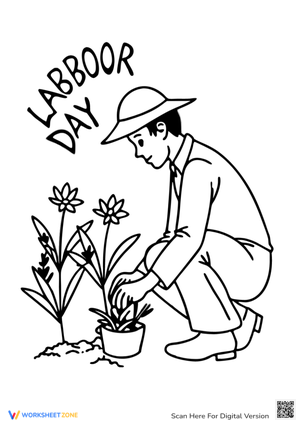Labor Day Planting Flowers Coloring Page - Fun Activity!