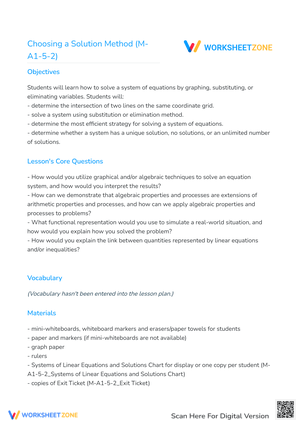 Choosing a Solution Method (M-A1-5-2)