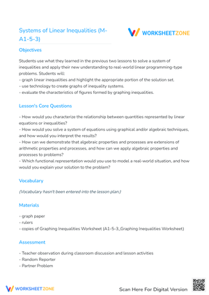 Systems of Linear Inequalities (M-A1-5-3)