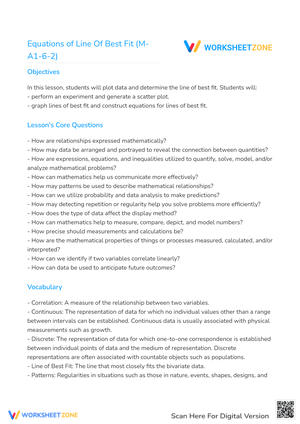 Equations of Line Of Best Fit (M-A1-6-2)