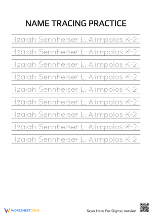 Long Name Tracing Worksheet
