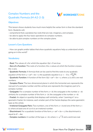 Complex Numbers and the Quadratic Formula (M-A2-2-3)