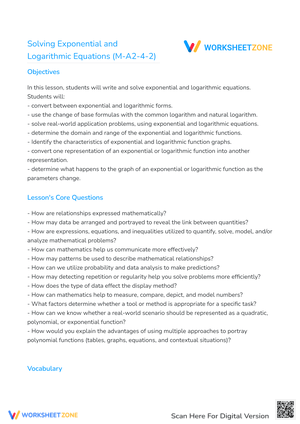 Solving Exponential and Logarithmic Equations (M-A2-4-2)