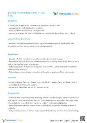 Solving Rational Equations (M-A2-5-2)