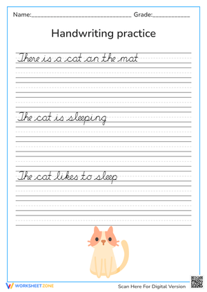 Cat Nap Time: Handwriting Practice