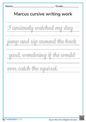 Cursive Writing Practice: The Dog and Squirrel