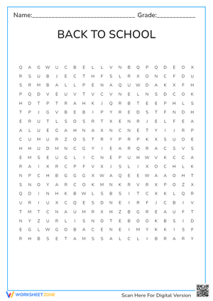 BACK TO SCHOOL WORD SEARCH