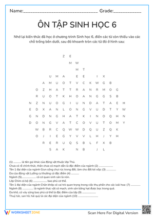 Grade 6 Biology Review Worksheet | Essential Printable