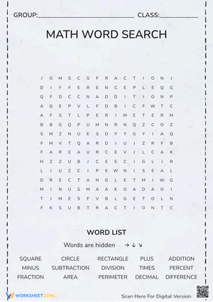 Grade 6 Math Vocabulary — Printable No-Prep Worksheet