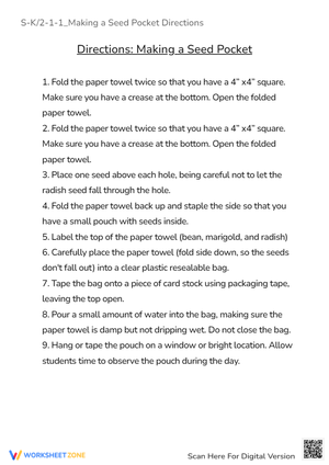 Making a Seed Pocket: Directions