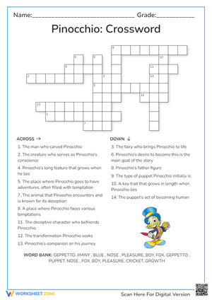Pinocchio: Crossword