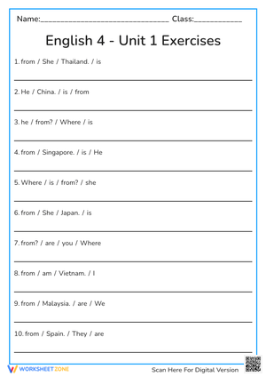 English 4 Unit 1 Exercises 