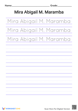 Name Tracing Worksheet | Grade 1 Printable Practice
