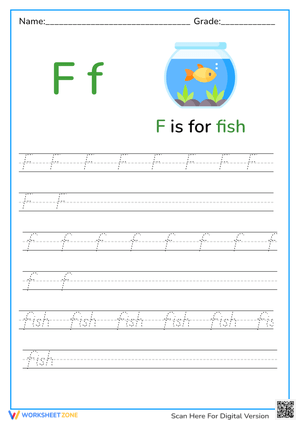 Letter F Tracing Worksheet - 'F is for Fish' Handwriting Practice