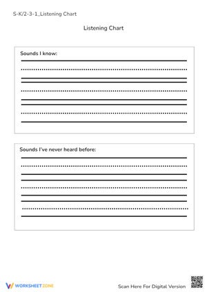 Interactive Listening Chart Worksheet for Students