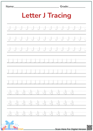 Letter J Tracing For Handwriting Practice