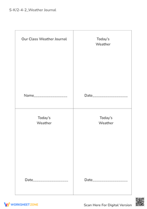 Preschool Weather Journal Worksheet - Daily Observation & Recording