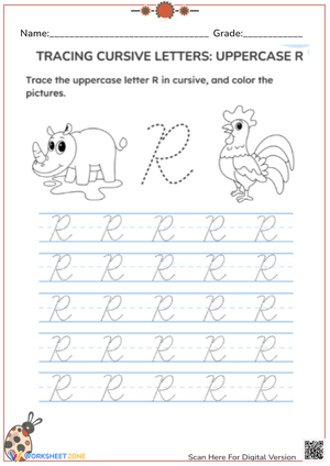 Tracing Cursive Uppercase Letter R