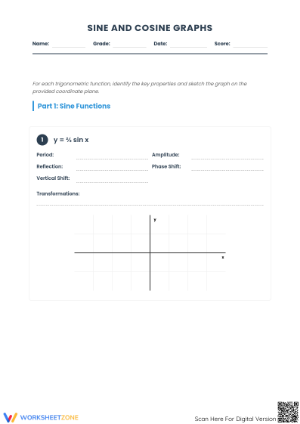 Graphing Sine and Cosine Worksheet | Grade 11 Math Printable