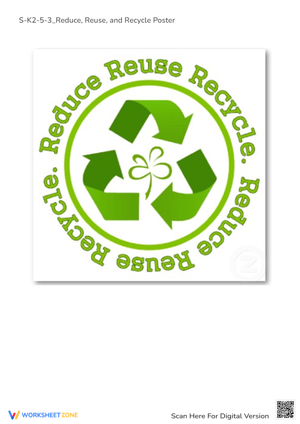 Reduce, Reuse, Recycle Poster Worksheet for Kids