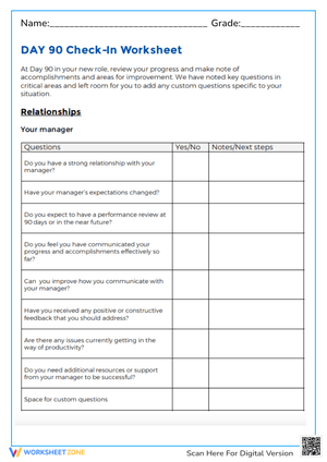 Day 90 Check-In Worksheet 1