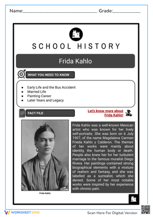 Discover Frida Kahlo Facts with This Worksheet