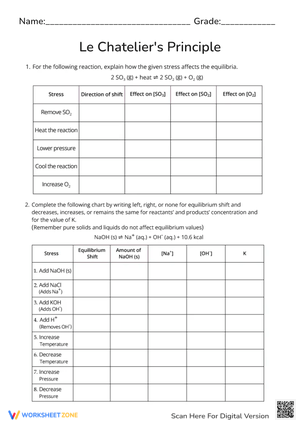 Le Chatelier's Principle: Chemistry Equilibrium Practice Worksheet