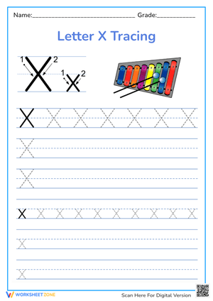 Practice Letter X Tracing with this Worksheet