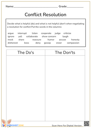Learn Conflict Resolution Skills with This Worksheet