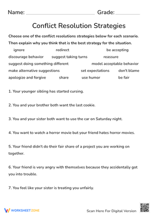 Explore Conflict Resolution Strategies with This Worksheet