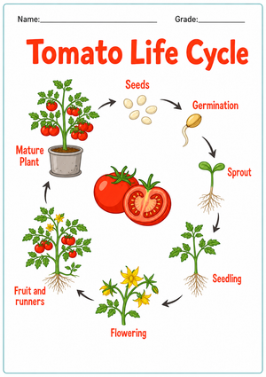 Tomato Life Cycle Diagram | Grade 5 Science Printable