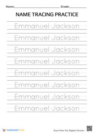 Emmanuel Jackson Name Tracing and Writing Practice
