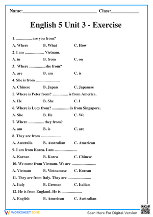 English 4 Unit 1 Exercise