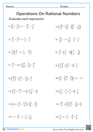 Operations On Rational Numbers
