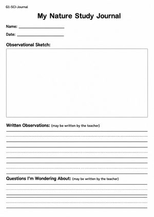 Grade 1 Science Journal — Printable No-Prep Worksheet