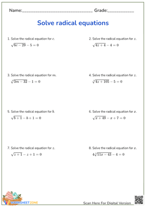 Solve Radical Equations