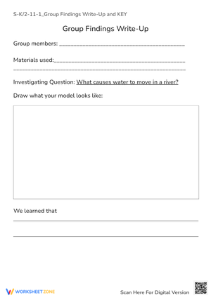 River Science: Group Findings Write-Up - K-2 Water Movement Activity