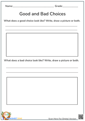 Good & Bad Choices Worksheet - Draw and Write! (K-2)