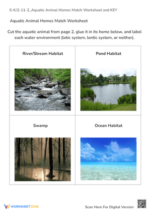 Match Aquatic Animal Homes with This Engaging Worksheet