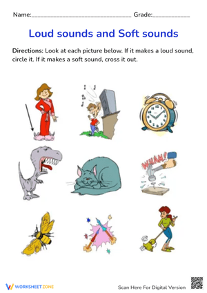 Loud and Soft Sounds Worksheet - Kindergarten Sound Recognition