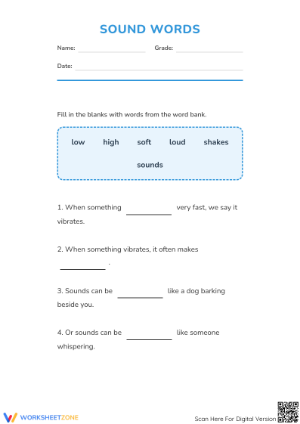 Sound Words Worksheet | Essential Grade 1 Science
