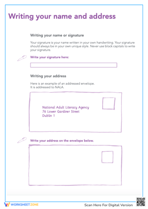 Writing your name and address