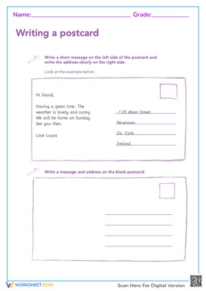 Writing A Postcard